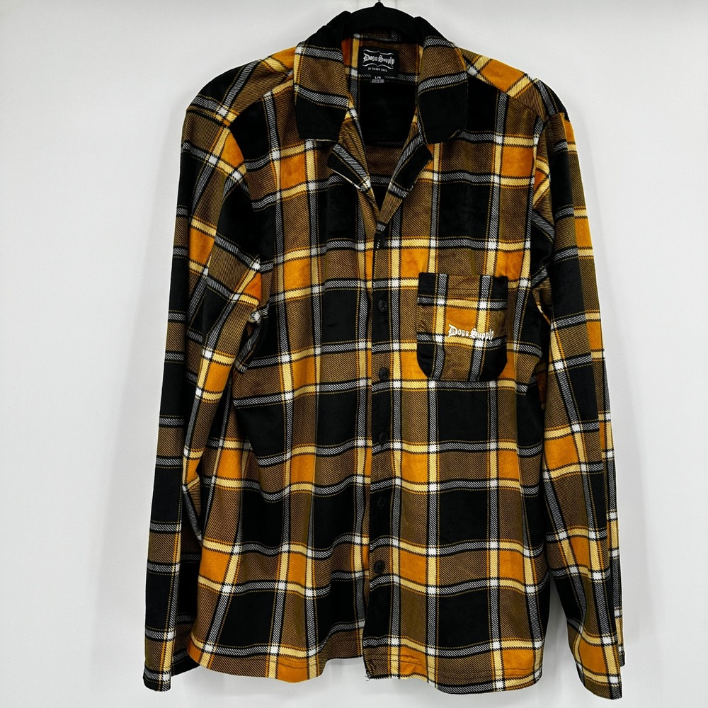 Dogg Supply Snoop Dogg Men Plaid Fleece Button Down Shirt Large West Coast Urban